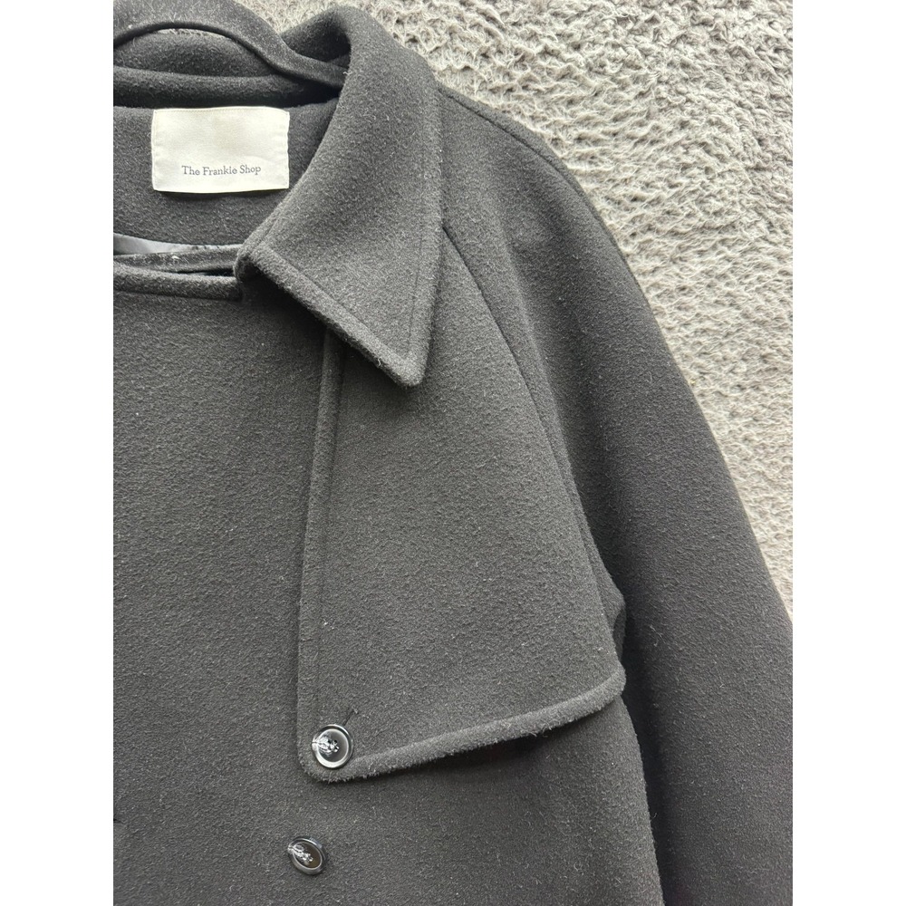 The Frankie Shop Double-Breasted Belted Trench Coat Black Womens Size L/XL - Picture 5 of 16
